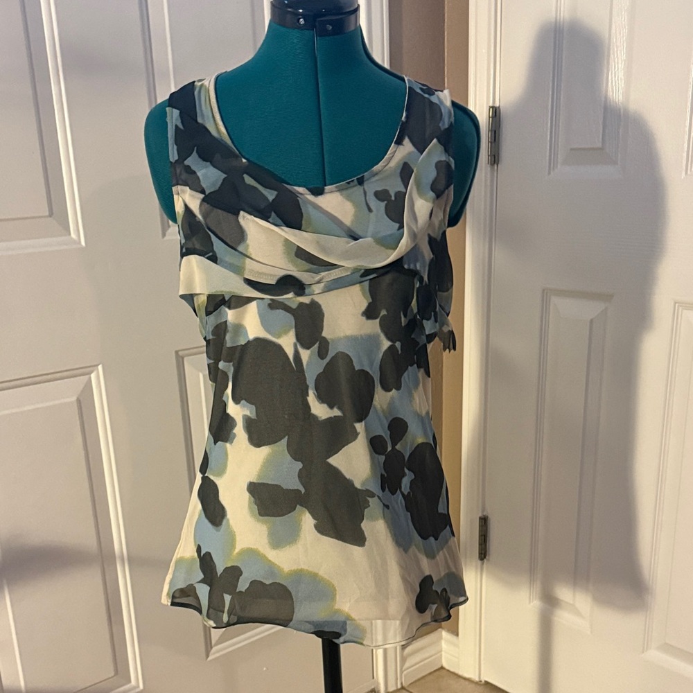 Simply Vera Vera Wang Abstract Sleeveless Top - Black, White, Blue